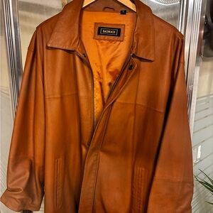 Bachrach Men's Tan Leather Trench Coat